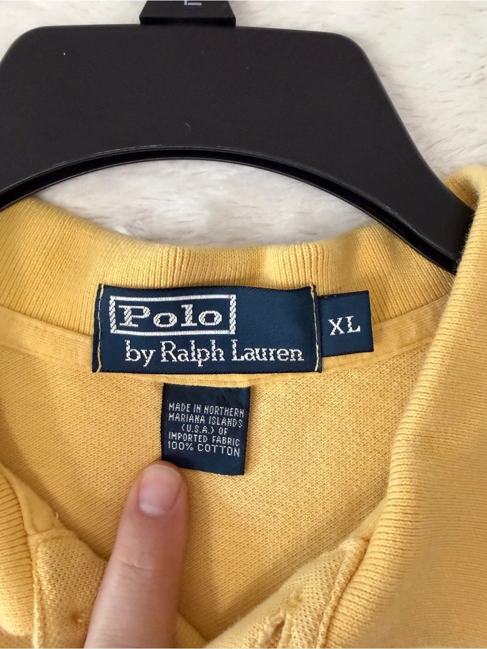 Vintage Polo Ralph Lauren Long Sleeve Polo Shirt XL Yellow Cotton Mesh Pony Logo